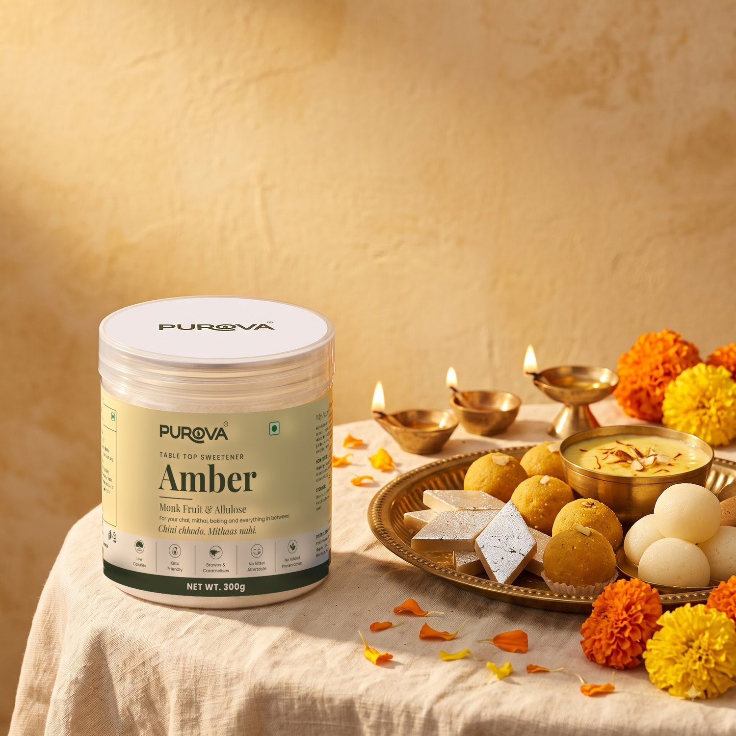 Purova Amber with mithai